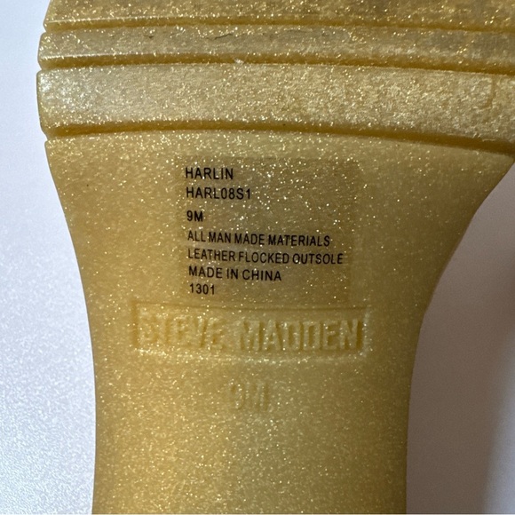 Steve Madden Harlin Open Toe Slide-On Single Strap Heeled Sandal Gold 9 - Picture 5 of 8